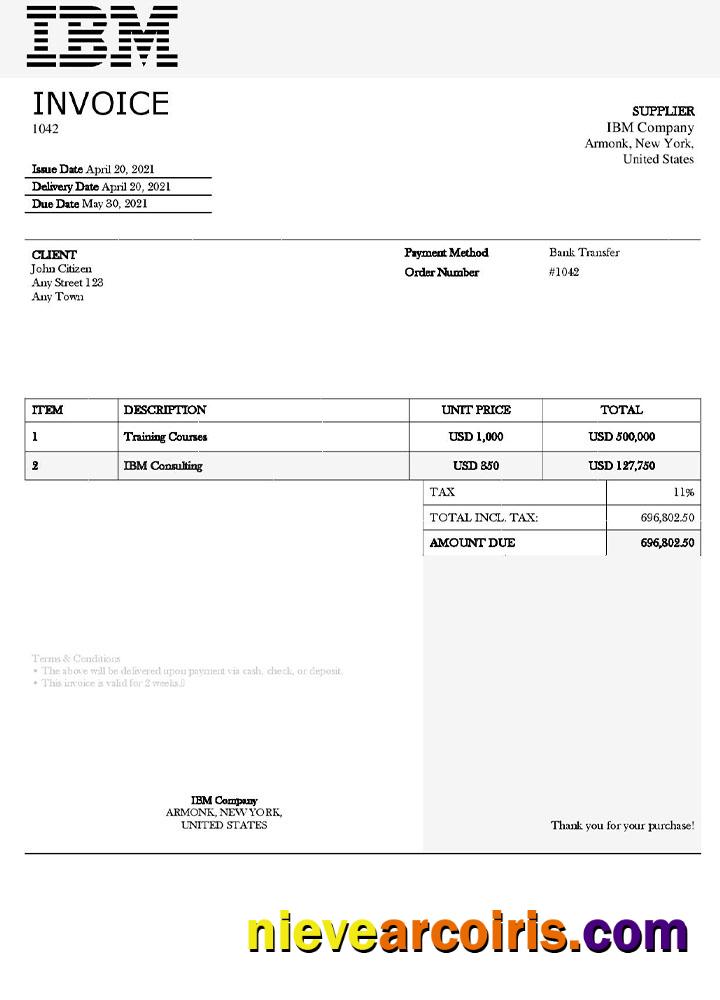 USA IBM invoice
